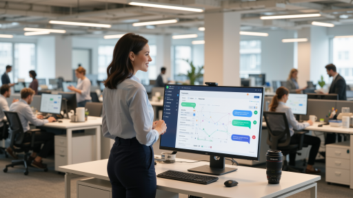 Professional staff online service scene, showing real-time customer support and problem solving capabilities